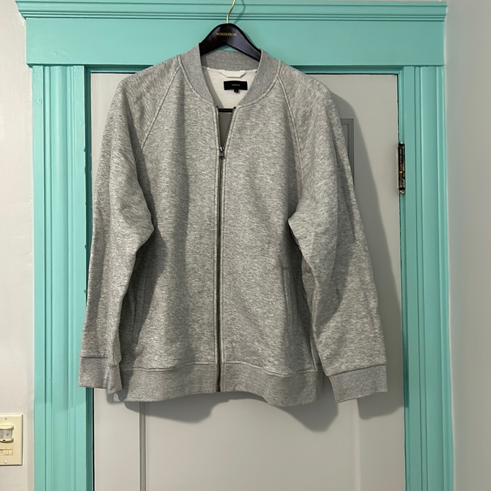 Men’s Vince full zip grey sweatshirt.